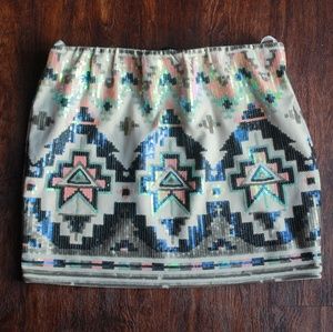 Akira Black Label Sequin Aztec Skirt